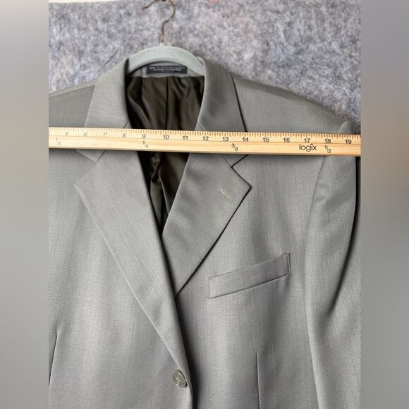 Jones New York Blazer Jacket Men Gray 100% Pure Wool Long Sleeve Single Breasted - Picture 6 of 10
